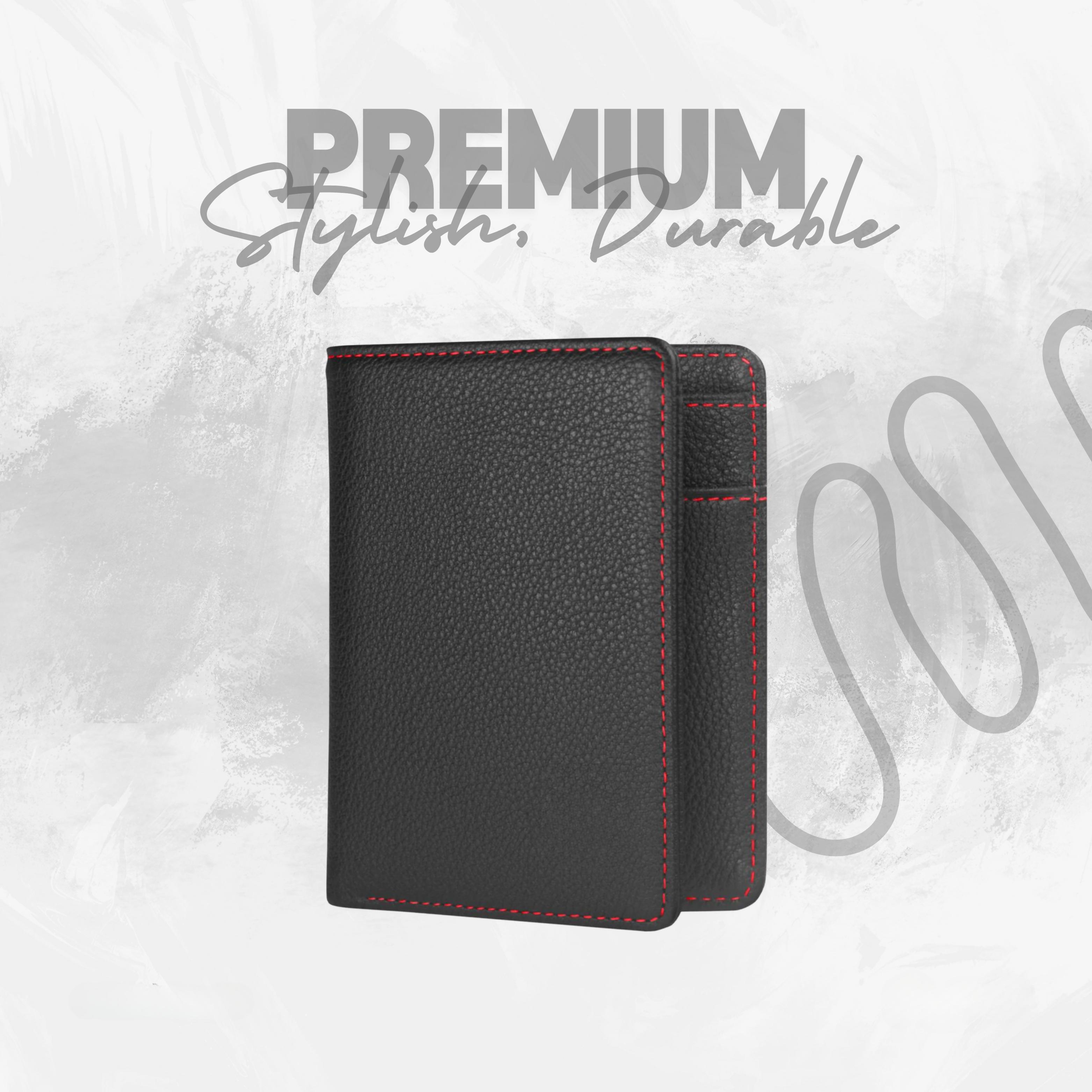 ZAYS Premium Handcrafted Slim Bifold Leather Short Wallet - Black