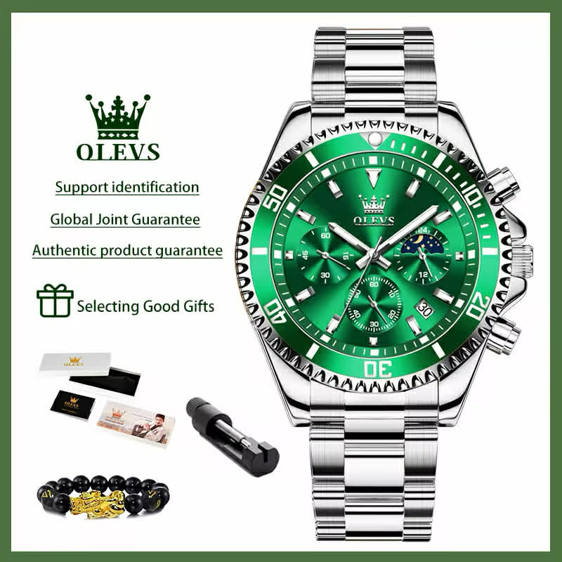 OLEVS 2870 Moon Phase Men's Watches Original Waterproof Luxury Quartz Watch Chronograph Date Rota Dial Wristwatch